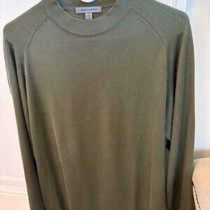 Johnston & Murphy Men's Crew Neck Olive Green Silk Sweater